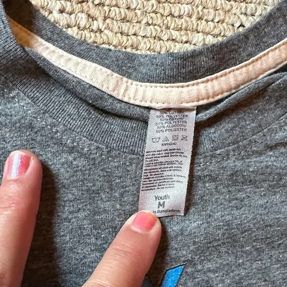 Pete the Cat size youth medium Gray Play Ball baseball Graphic T-Shirt - Picture 3 of 4